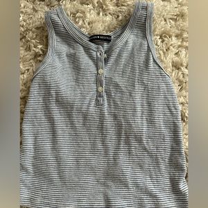 Brandy Melville blue and white striped button up tank top, one size